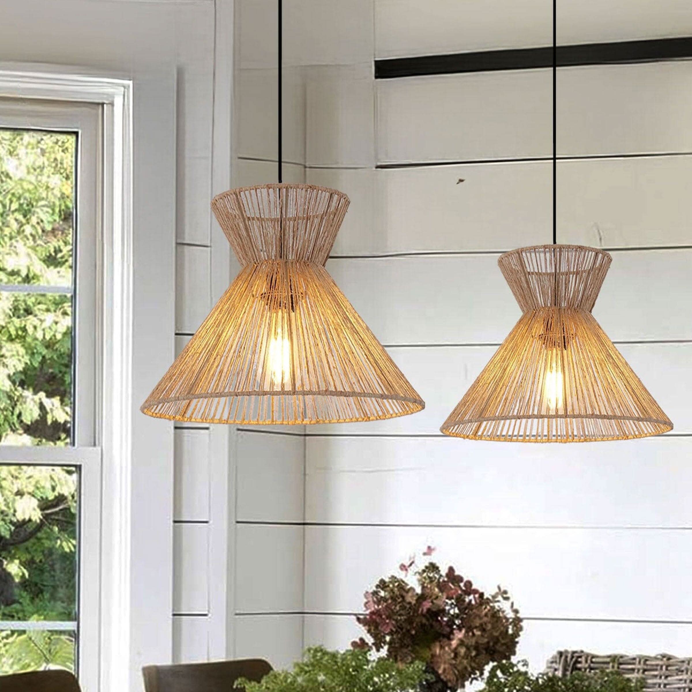 Lightsin Handwoven Paper Rope Pendant Light – Eco-Friendly Ceiling Fixture for Kitchen, Living Room & Bathroom
