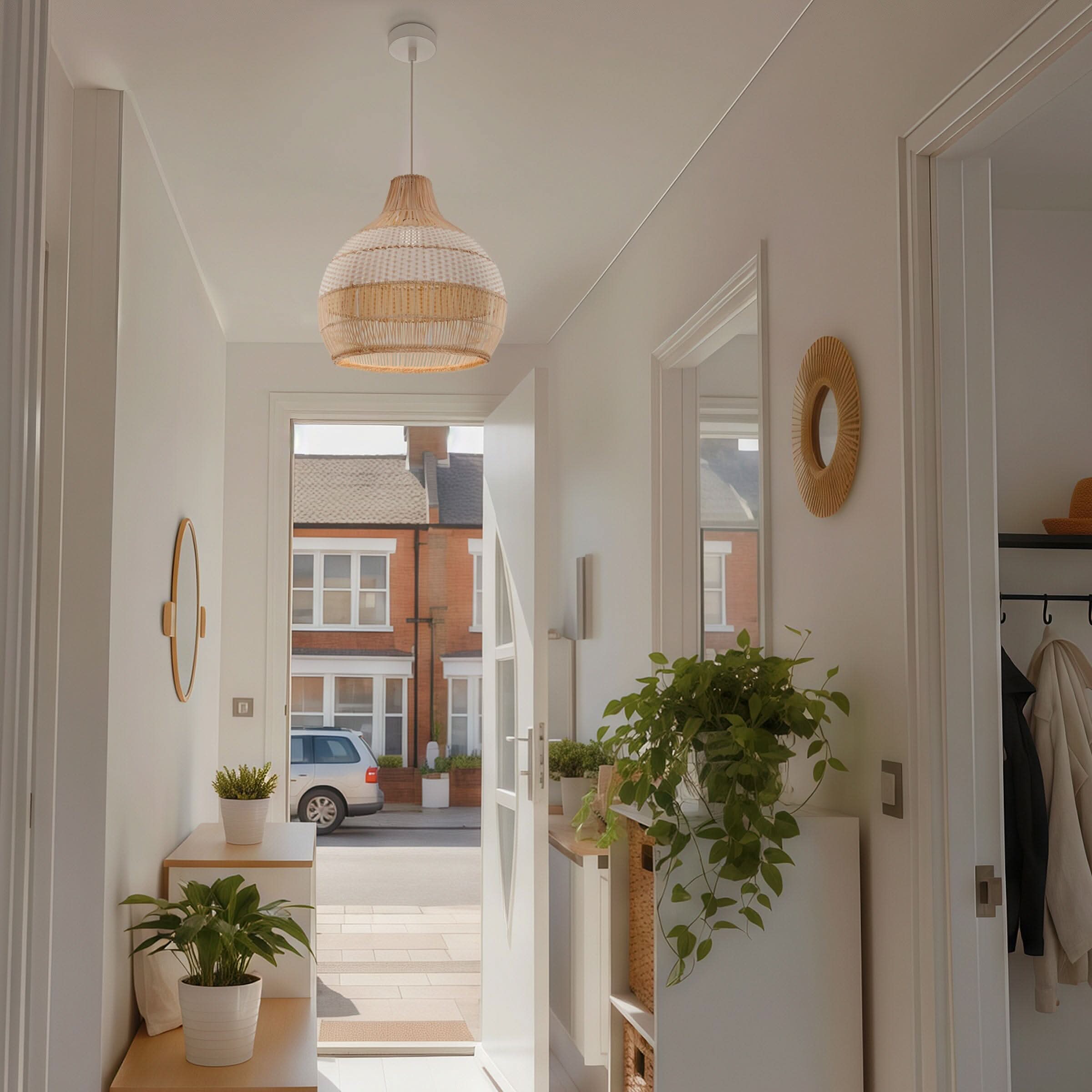Cella-Lightsin Handwoven Rattan Pendant Light for Kitchen and Boho-Style Interiors