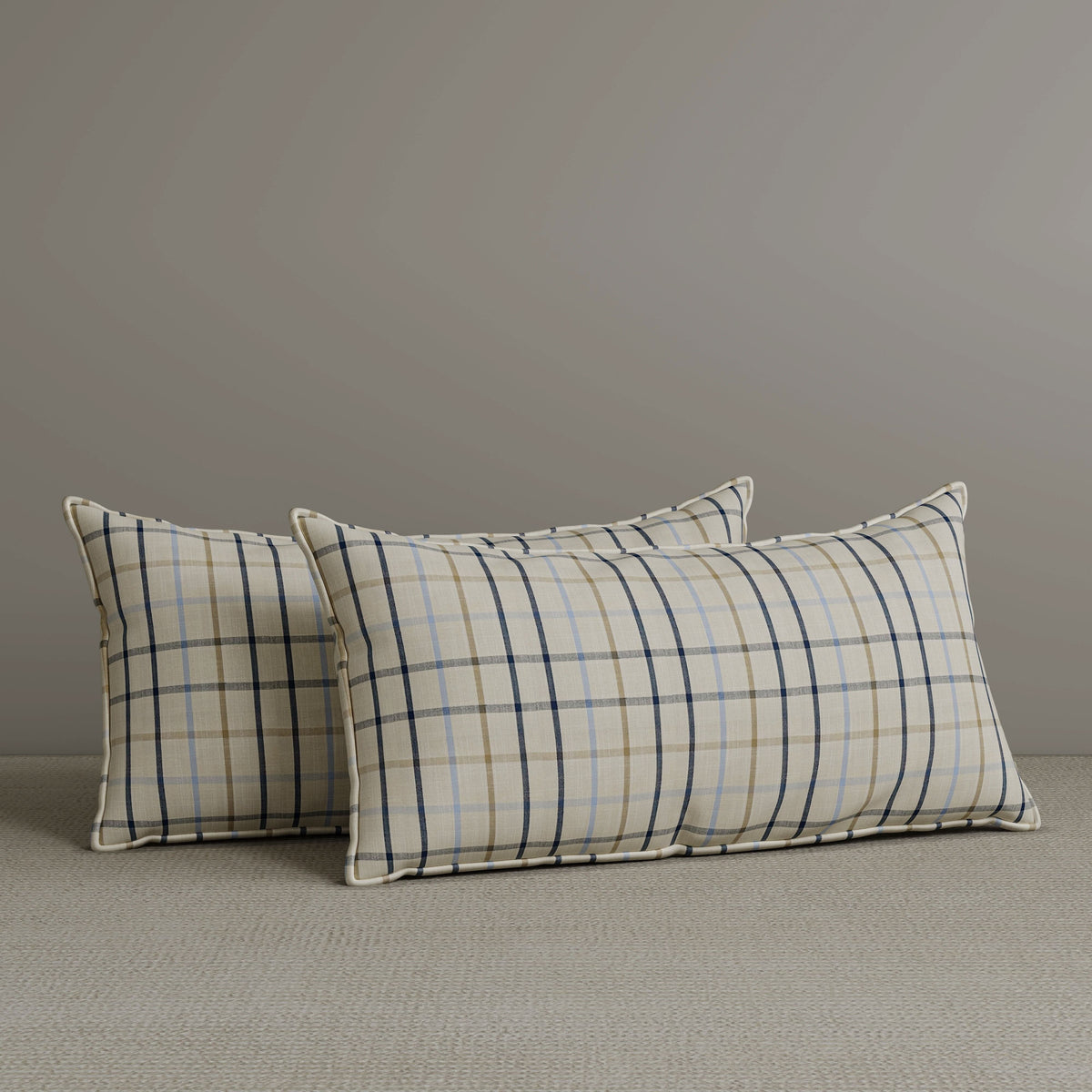 ‍Exclusive Waist Cushion in Light Blue Checkered Cotton Linen, 56*27*12 CM (100% off)