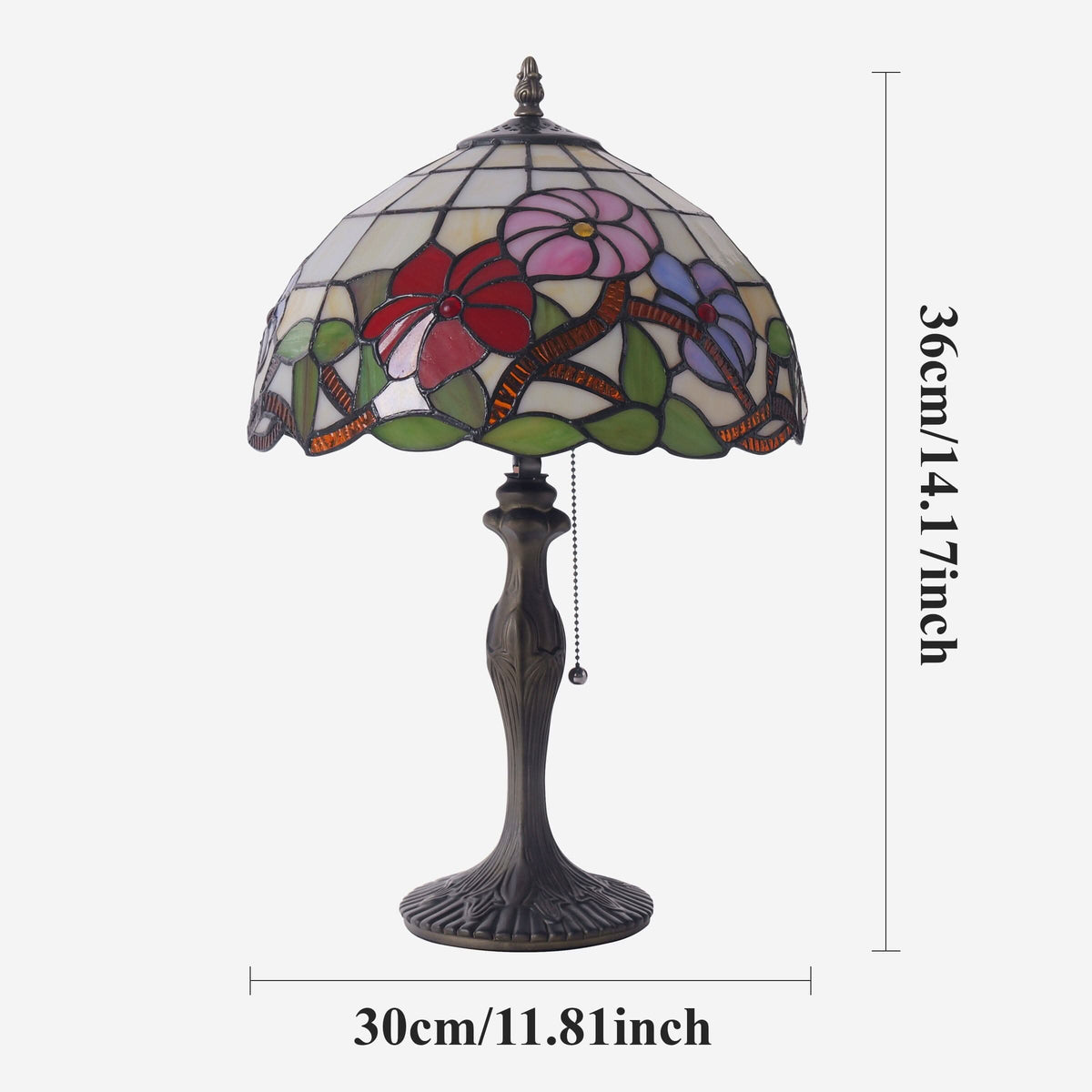 Lightsin Tiffany Table Lamp | Handcrafted Stained Glass Floral Petals Series Red, Pink and Purple