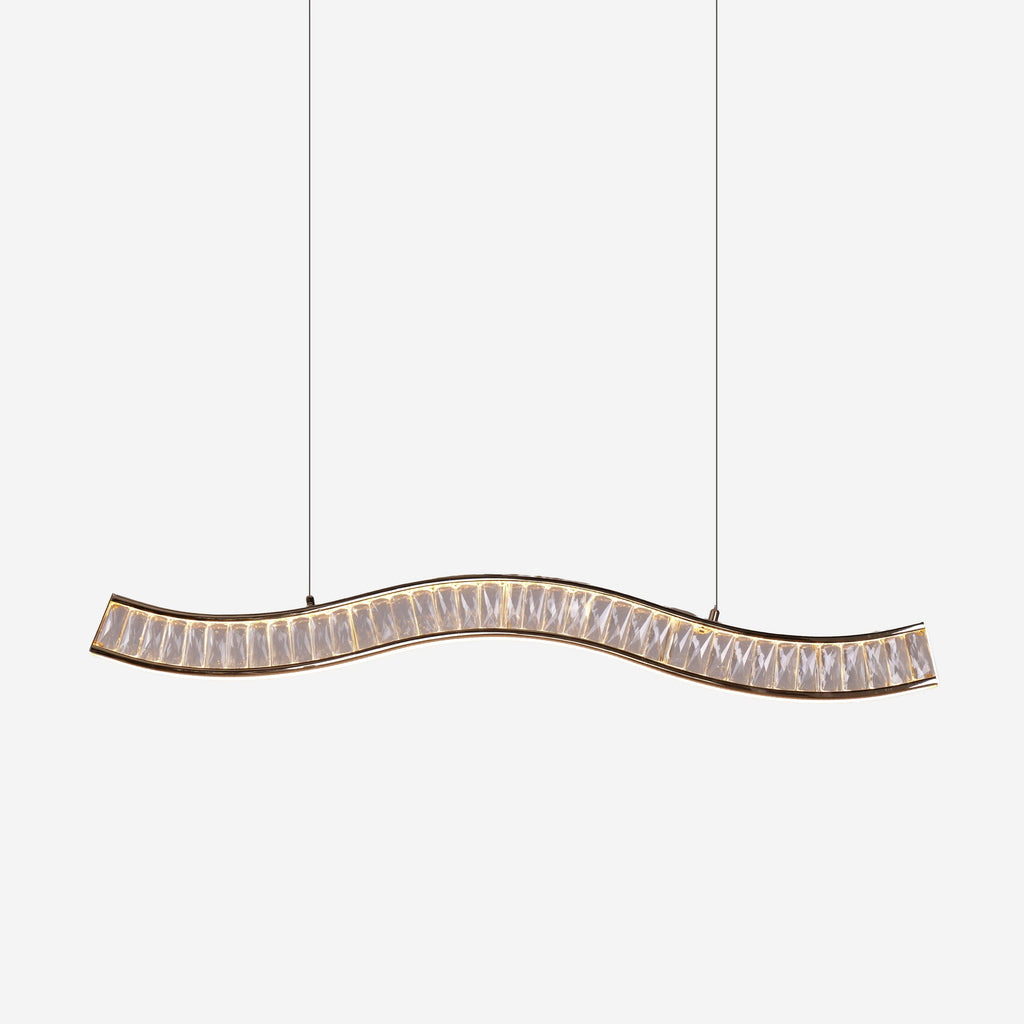 Lightsin Gold Crystal Wave LED Pendant Light Modern Chandelier for Contemporary Interiors