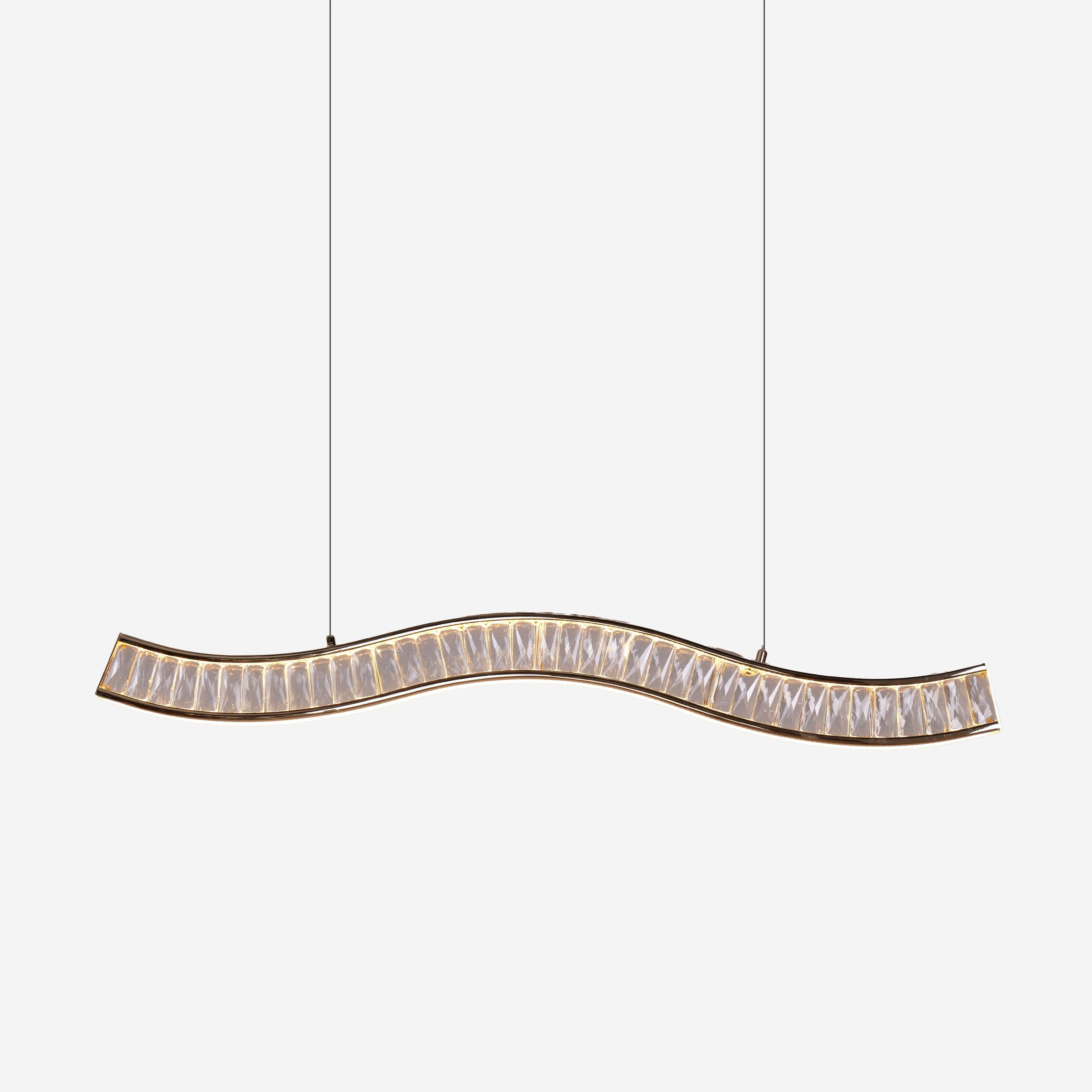 Lightsin Gold Crystal Wave LED Pendant Light Modern Chandelier for Contemporary Interiors