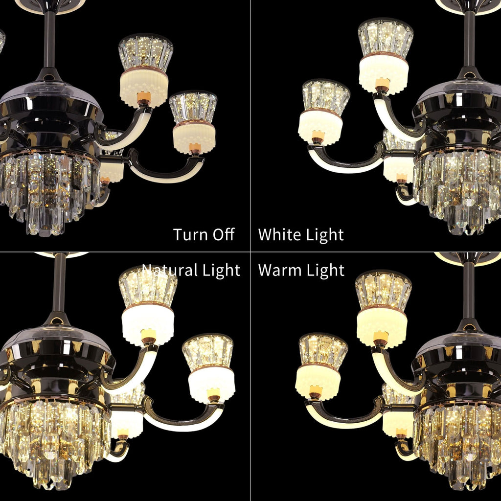 Lightsin Luxurious Palace Crystal Ceiling Fan with LED Color Changing Light
