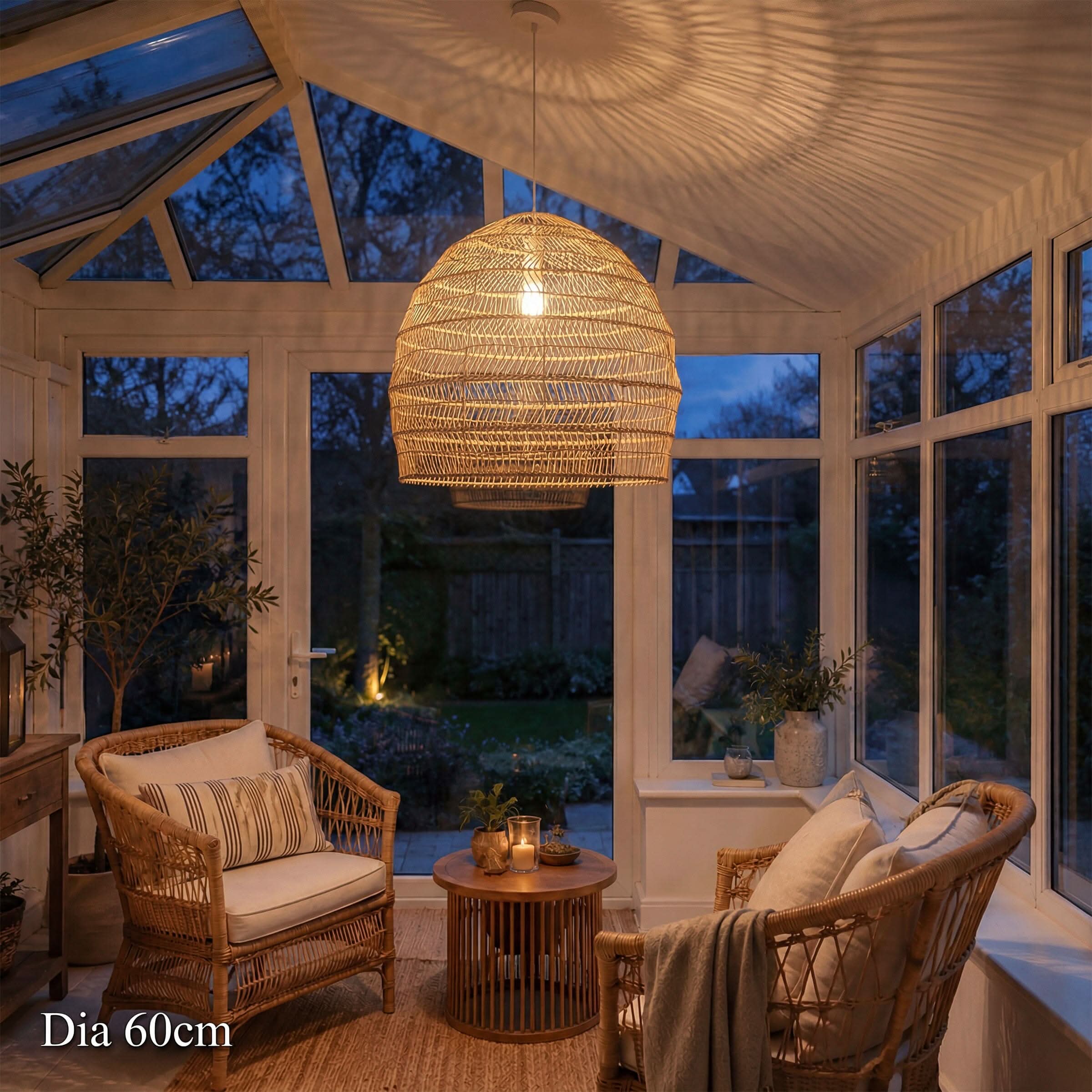 Cella-Lightsin Natural Rattan Pendant Light with Optional Woven Inner Sphere