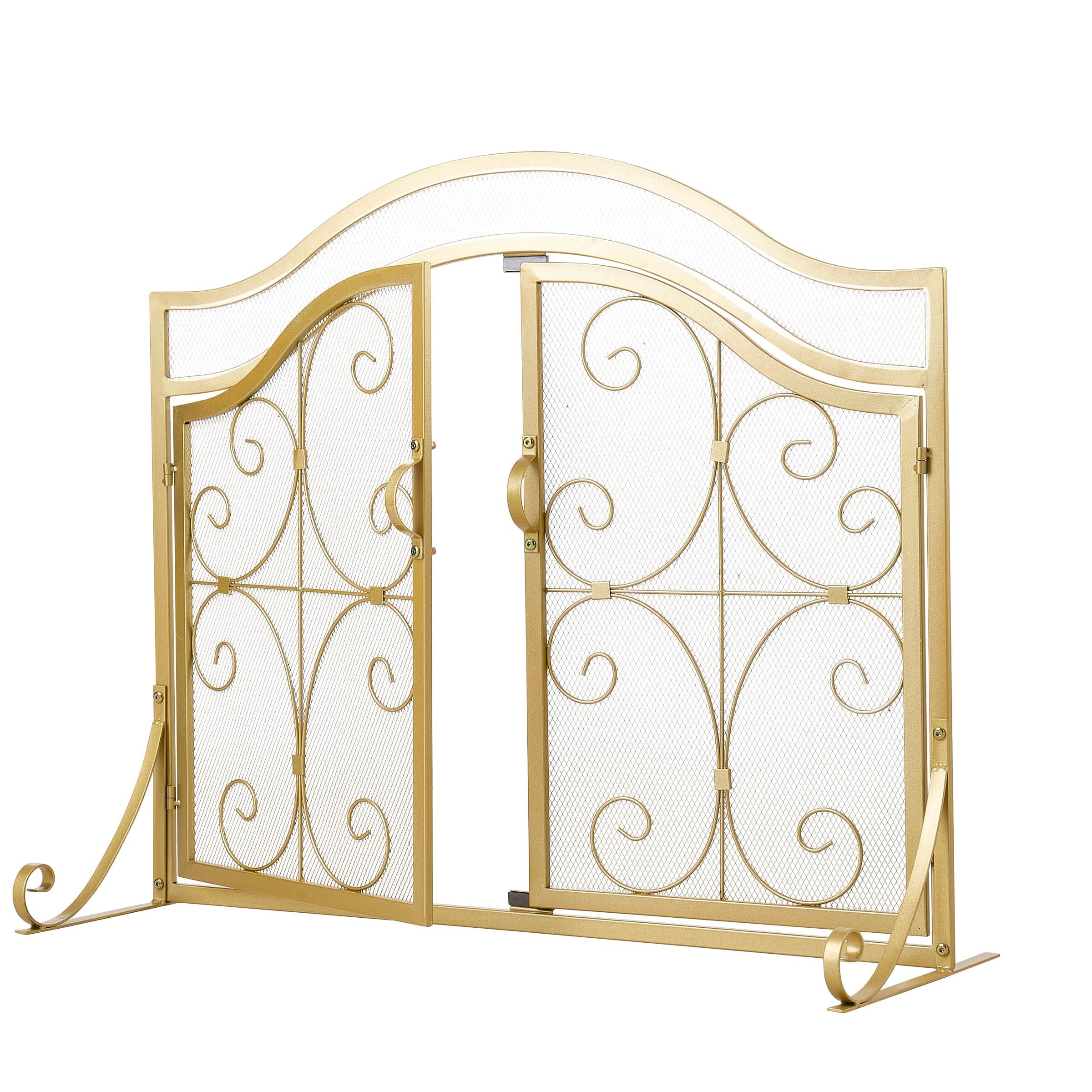 Smallbee Iron Fireplace Screen Gold Powder-Coated – 90x32x78.8cm