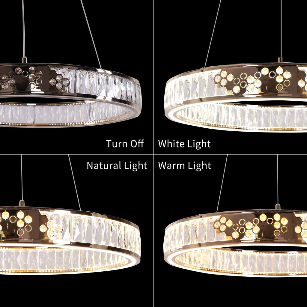 Lightsin Luxurious Gold Crystal LED Halo Pendant Light