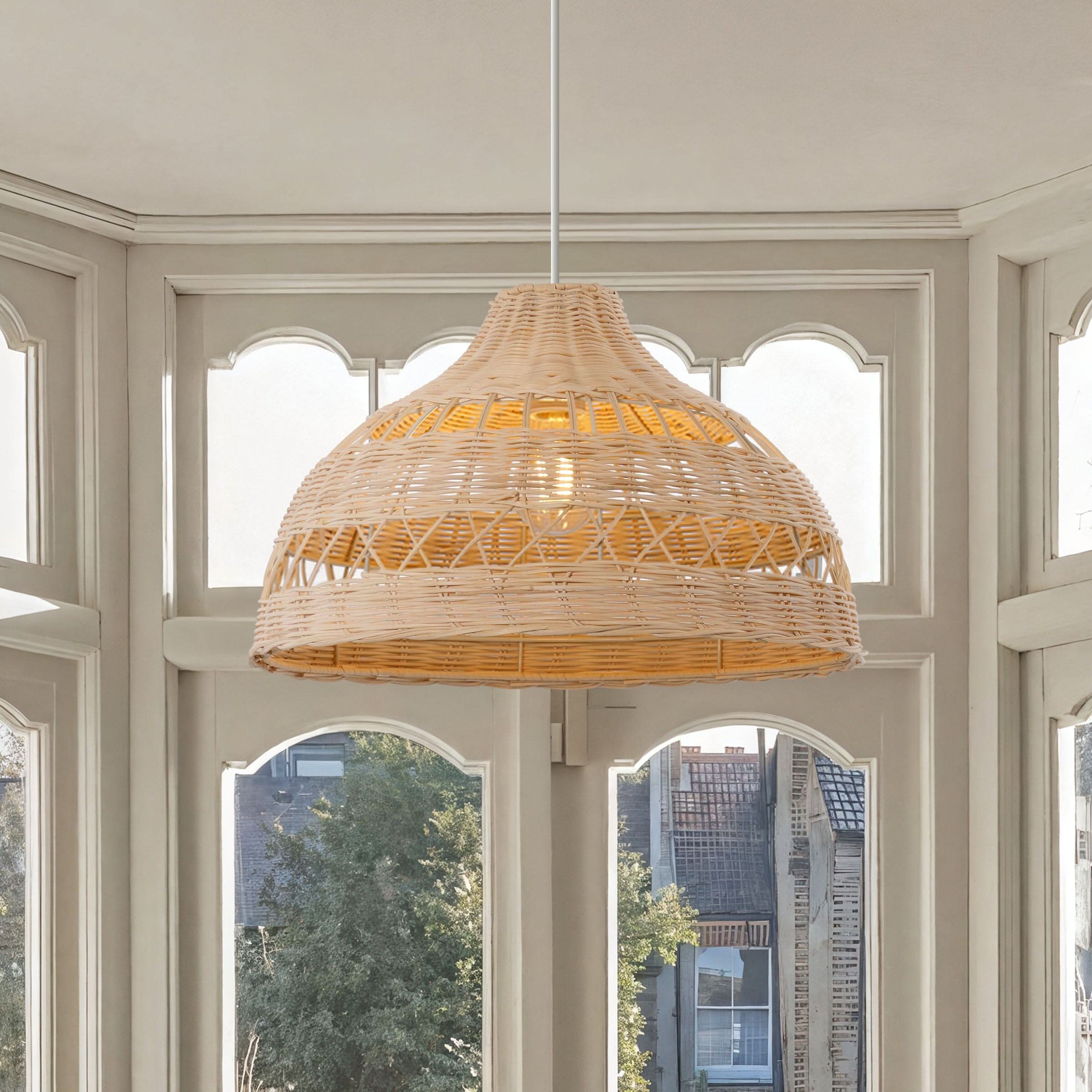 Lightsin Cella-Natural Rattan Pendant Light - Handwoven Ceiling Light, Durable & Rustic