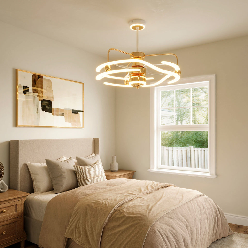 Lightsin Modern Ceiling Fan Light with Remote Control Low-Noise Adjustable Fan Light