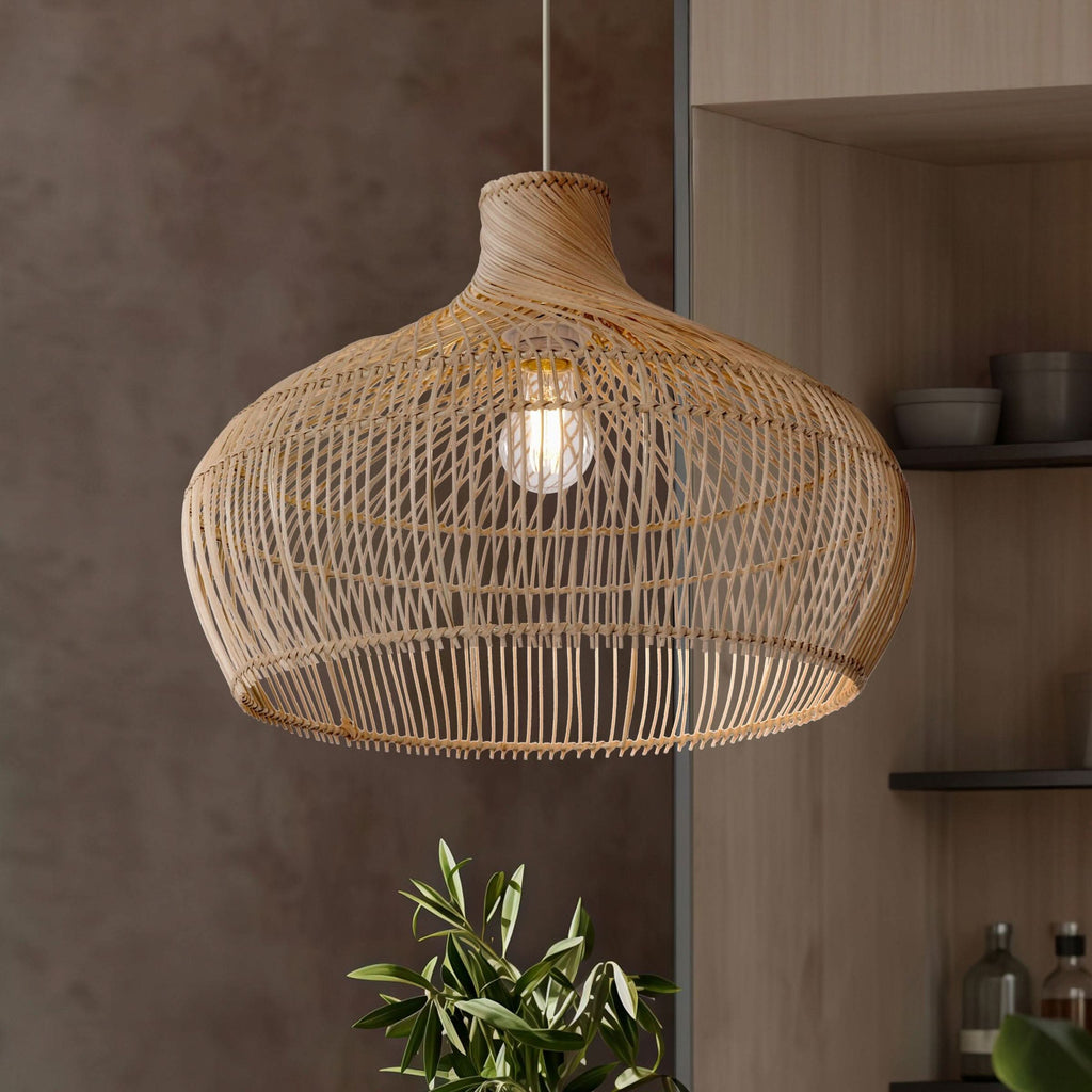 Lightsin Cella-Handwoven Gourd Shaped Rattan Pendant Light