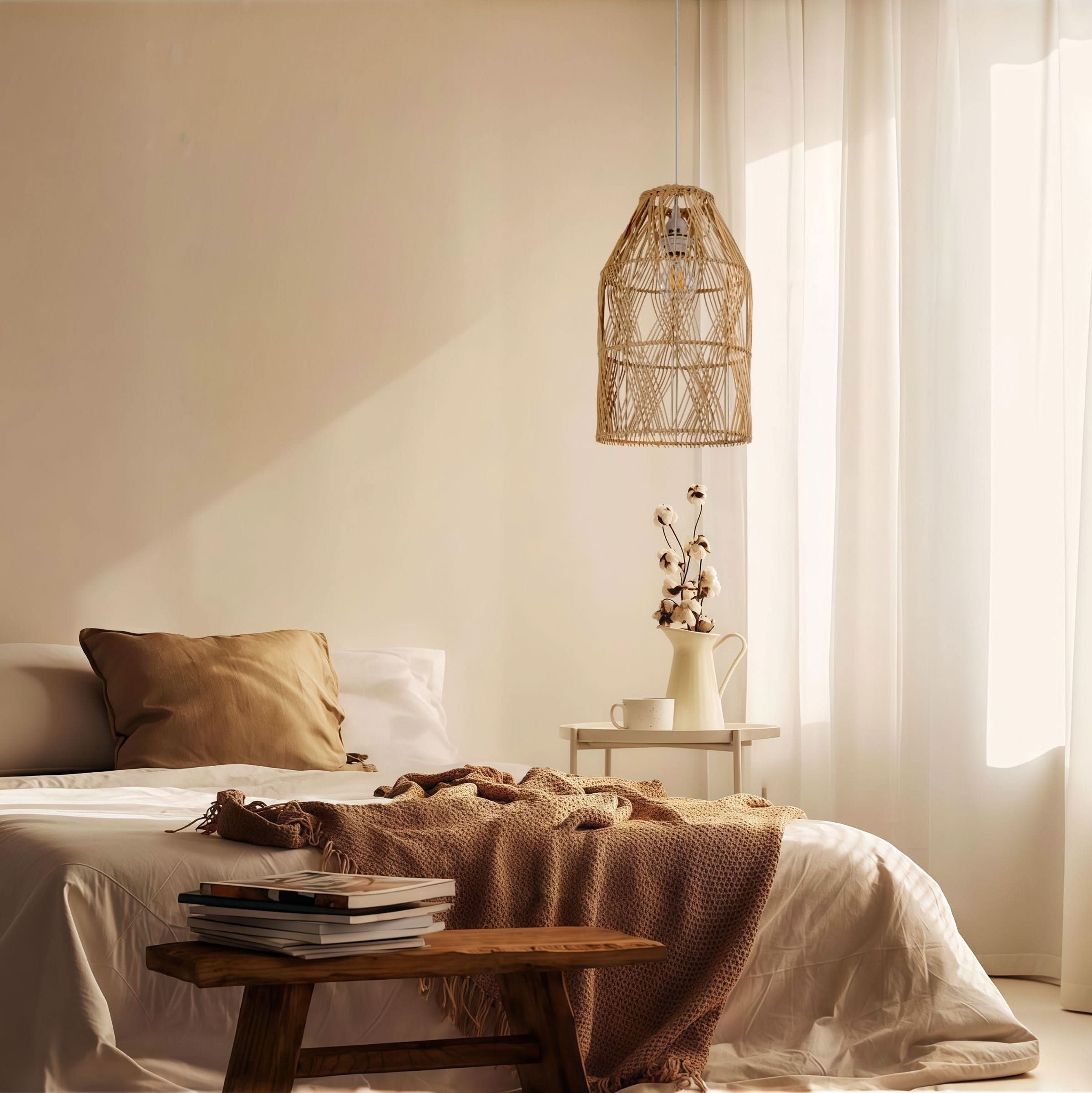 Lightsin Handwoven Rattan Pendant Light with Criss-Cross Pattern