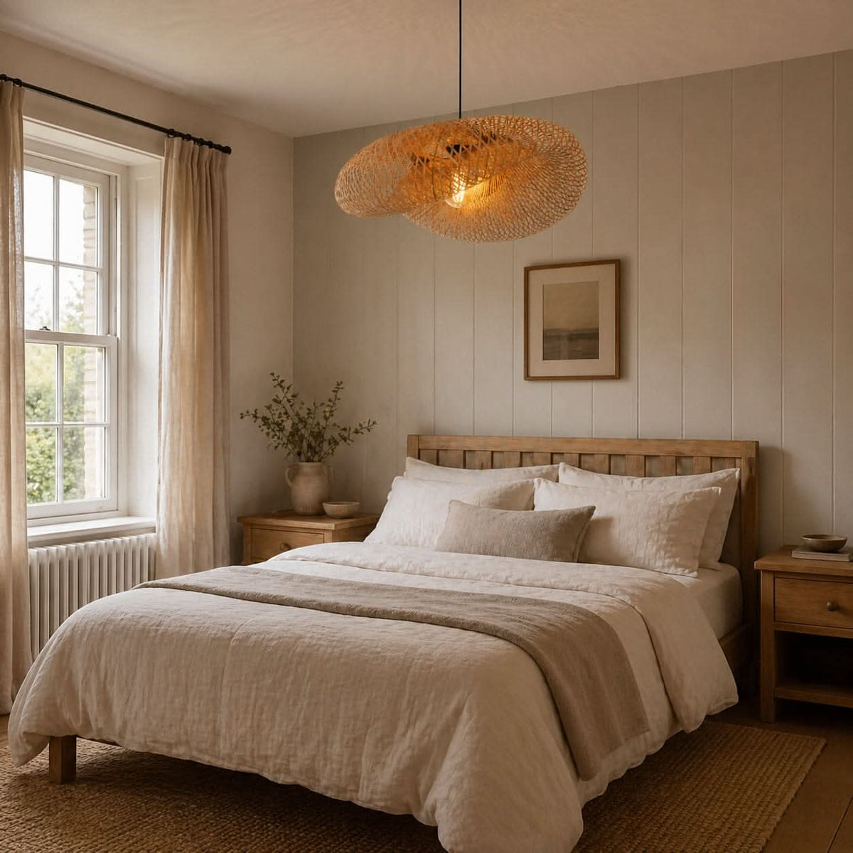 Lightsin Eco-Friendly Handmade Bamboo Pendant Light 60/80cm for Dining Room & Living Room