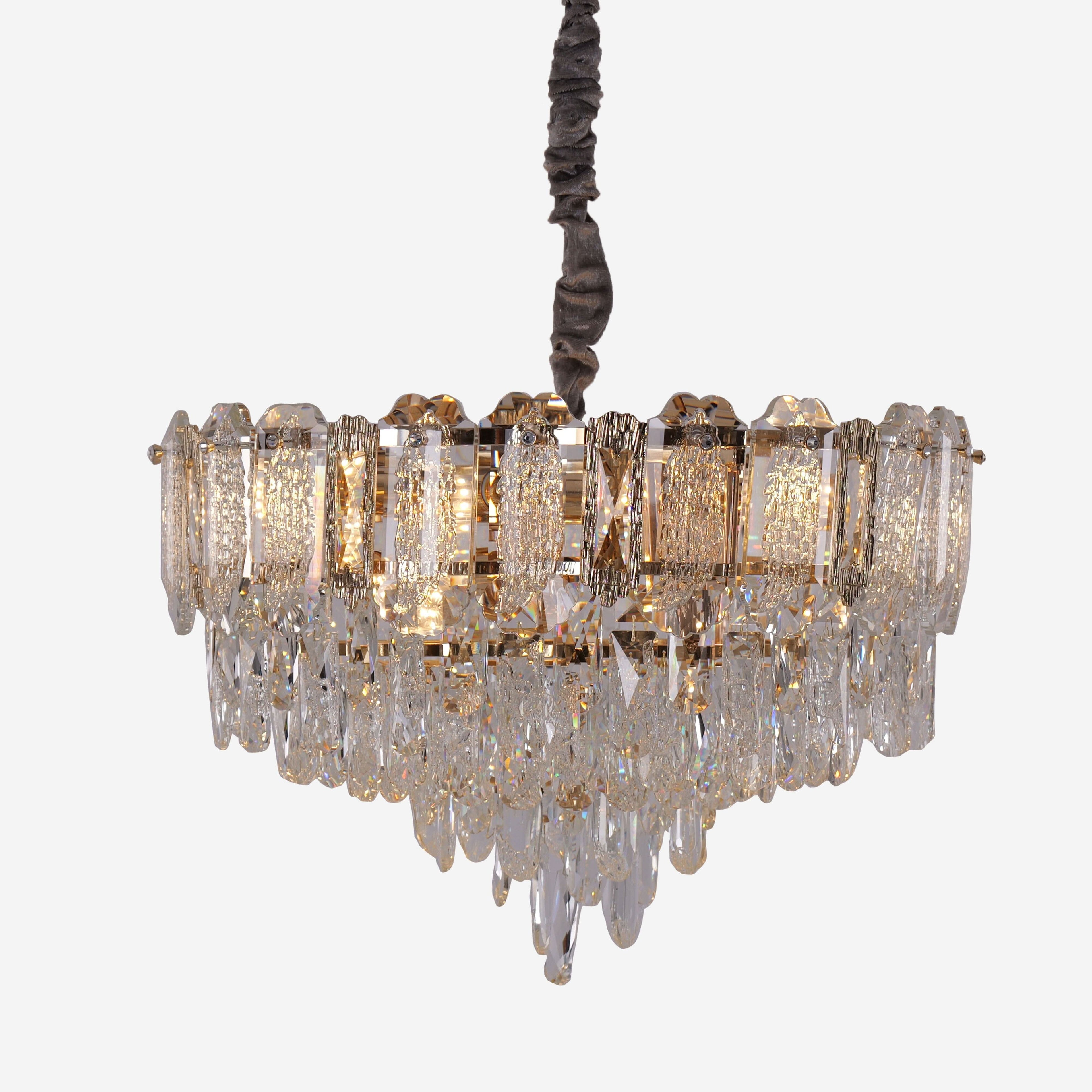 Lightsin Elegant Crystal-Accented Champagne Gold Crystal Chandelier Pendant Light