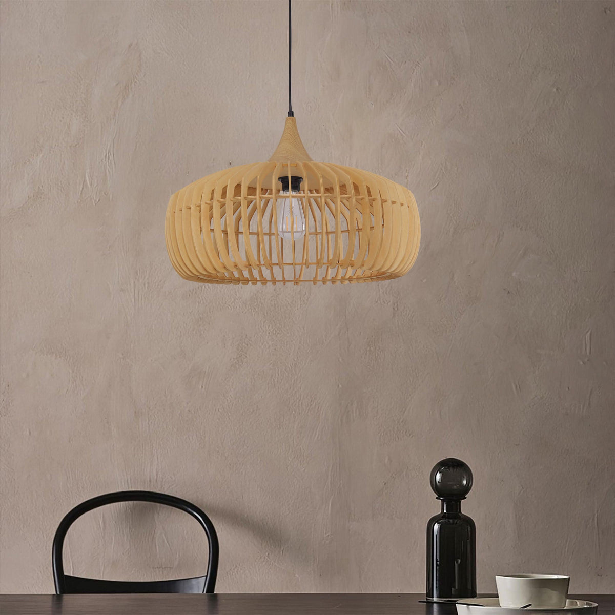 Lightsin Shadome-Handcrafted Wood Pendant Light for Kitchen Island and Modern Interiors