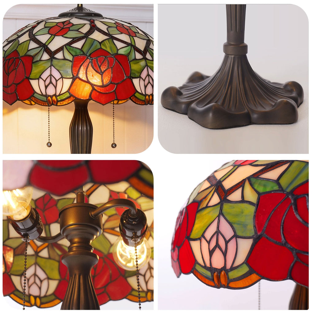 Lightsin Tiffany Table Lamp | Handcrafted Stained Glass Rose Series