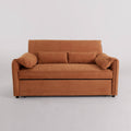 Caramel & Ginger Yellow Fabric Sofa Bed with Adjustable Backrest and Easy Pull-Out Mechanism