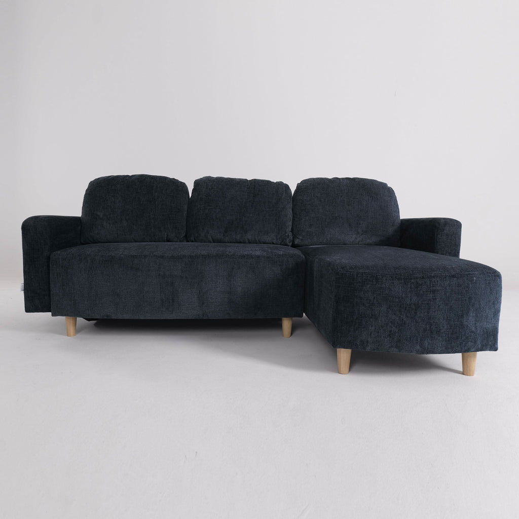 L-Shaped Sofa and Chaise Lounge Set with Wooden Legs