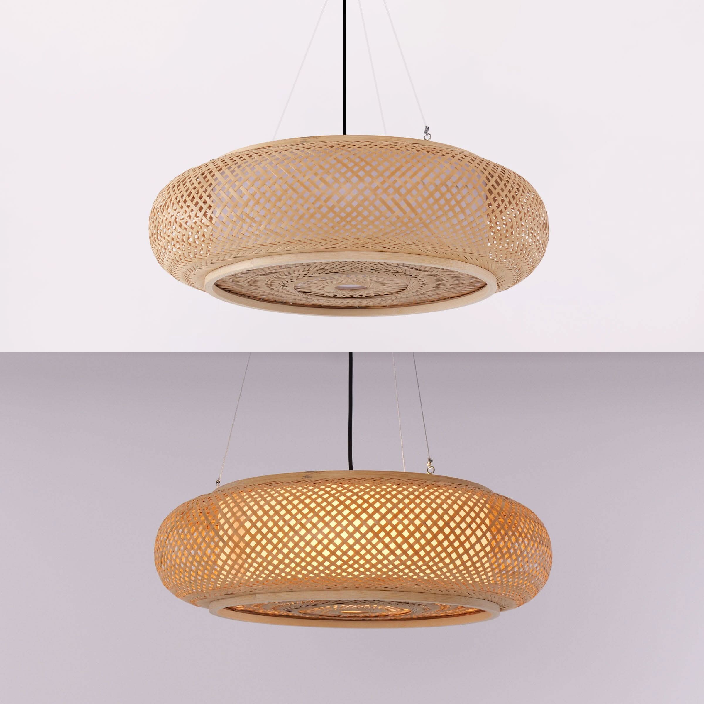 Lightsin Natural Pendant Light – Handwoven Bamboo Ceiling Pendant Light for Kitchen, Dining, and Bedroom Ambiance
