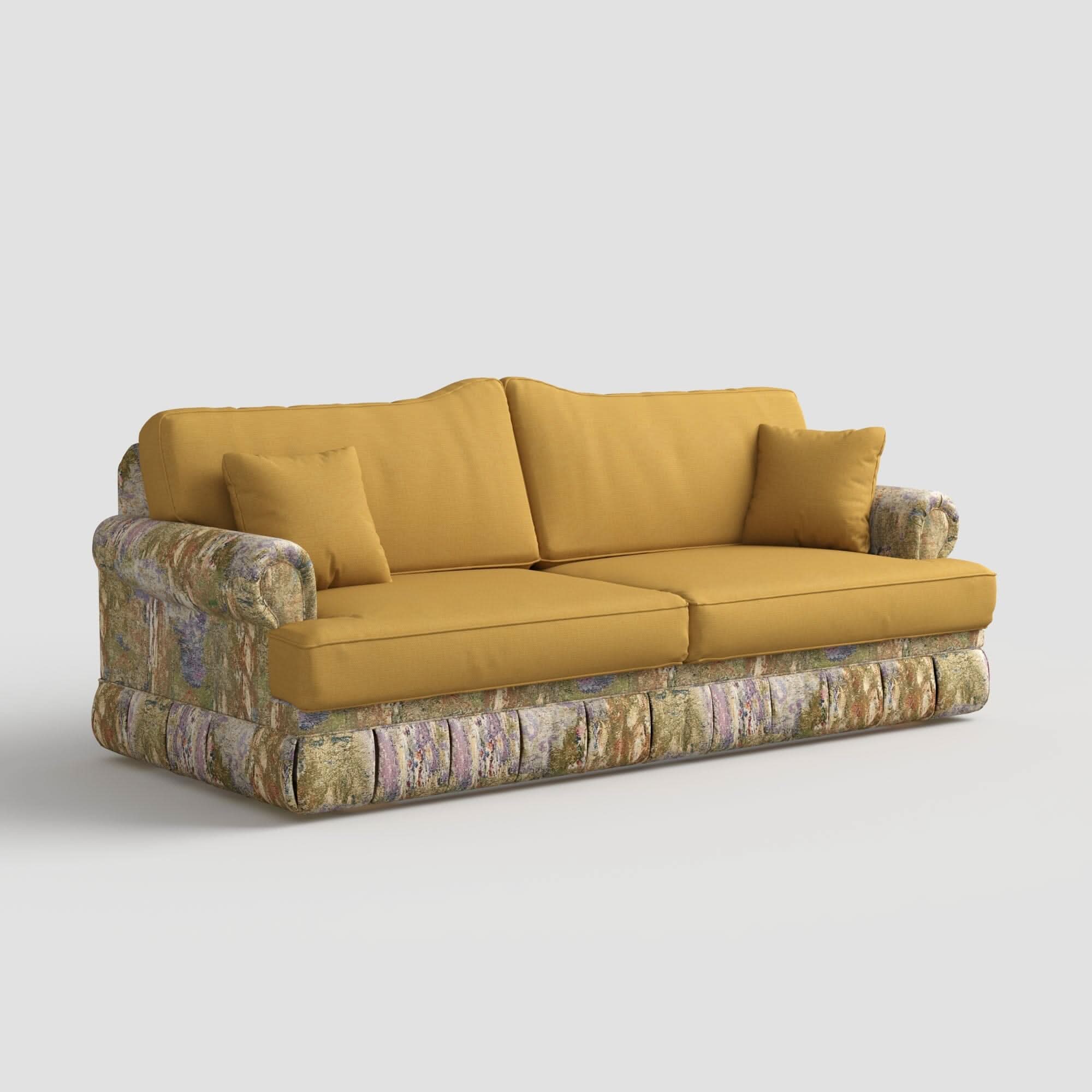 Cottonfy Heritage Plaid Skirted Sofa with Concealed Storage Drawers