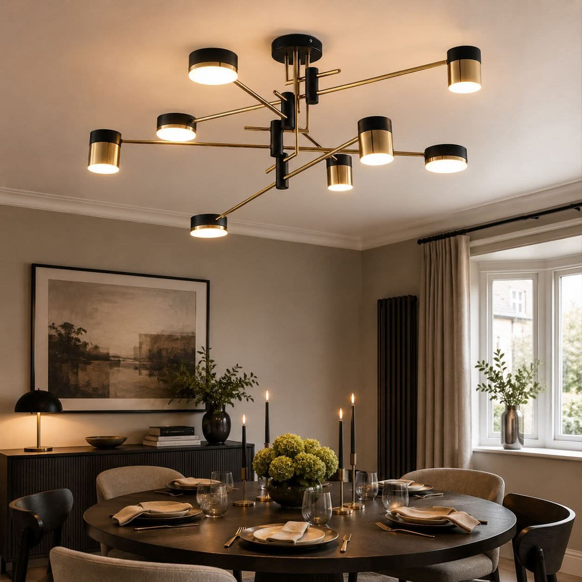 Lightsin Modern Black & Gold Metal Ceiling Light with LED Bulbs