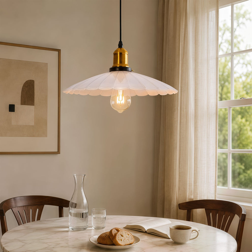 White Iron Pendant Light | Adjustable E27 Ceiling Lamp