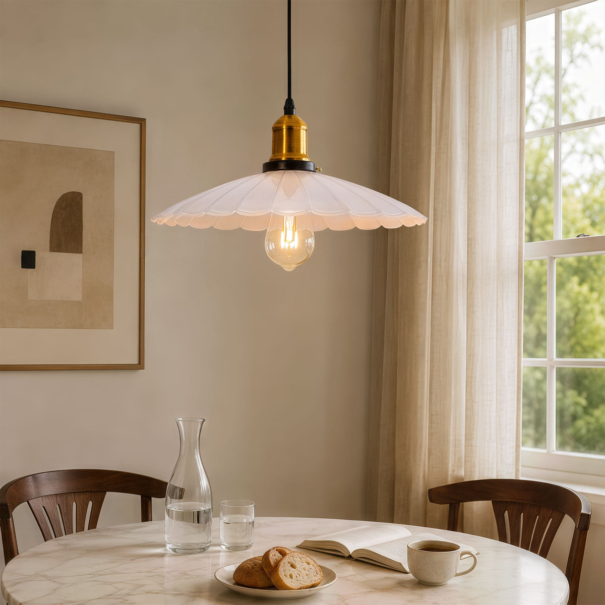 White Iron Pendant Light | Adjustable E27 Ceiling Lamp