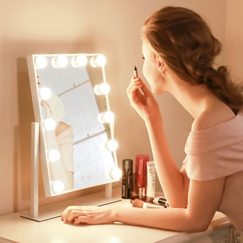 Adjustable Large Rectangular Lighted Makeup Mirror