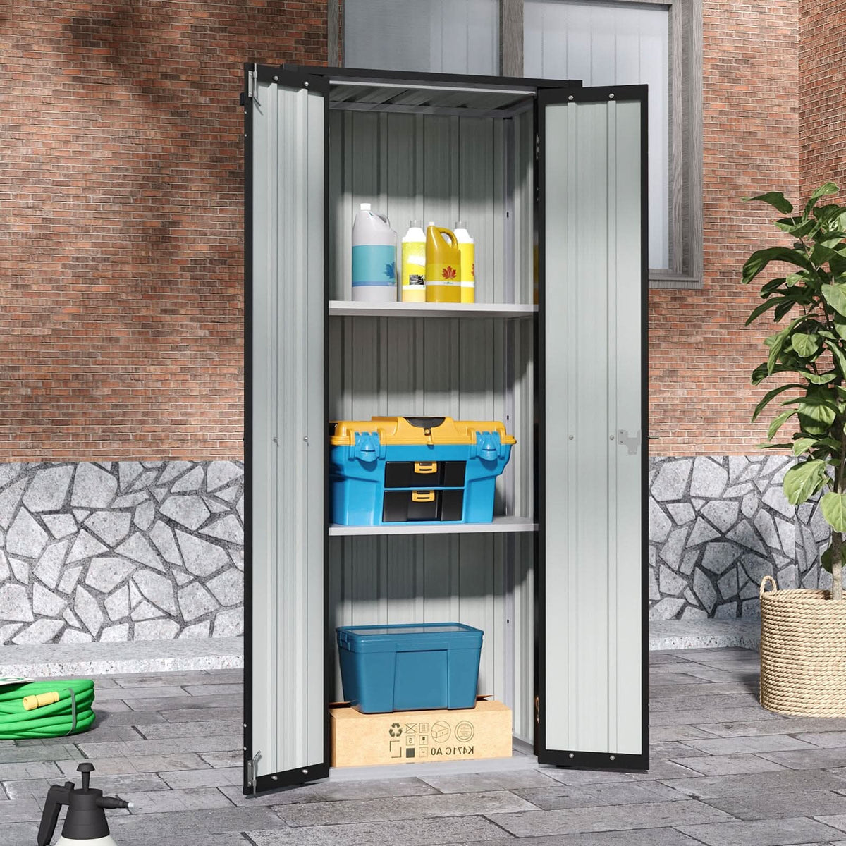 1.5*2.5ft Flat Roof Charcoal Black Tool Cabinet