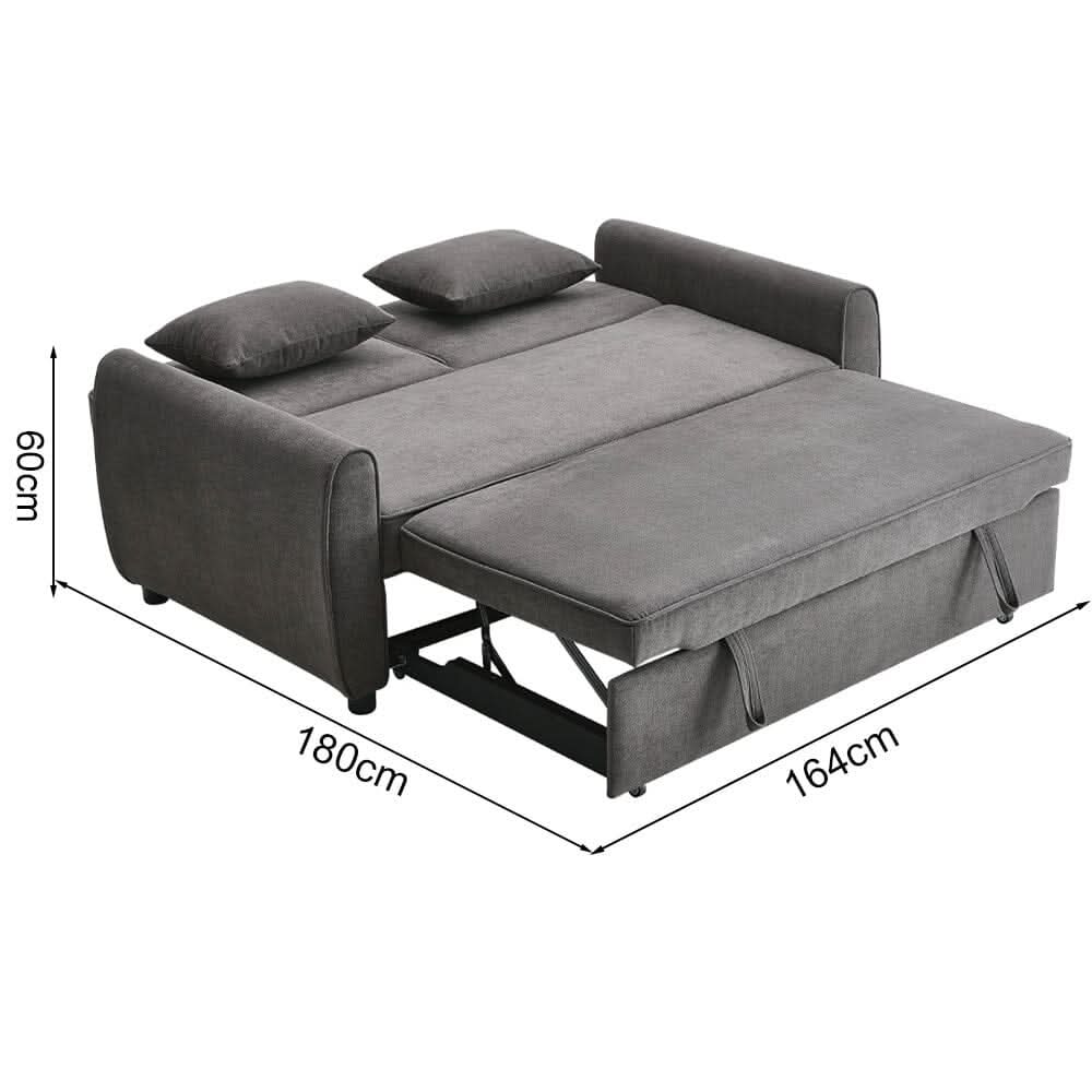 5ft Convertible Sofa Bed Grey Lounger