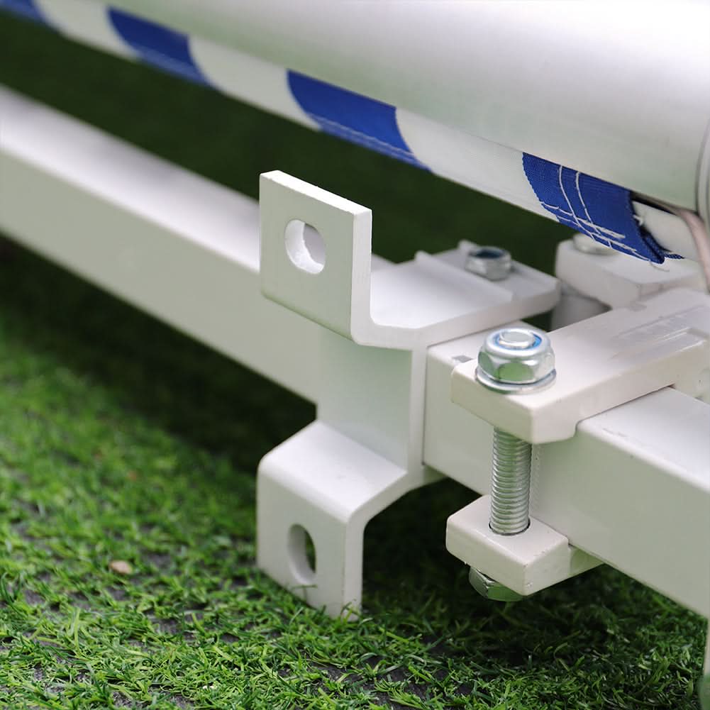 Blue and White Manual Shelter Retractable Patio Awning