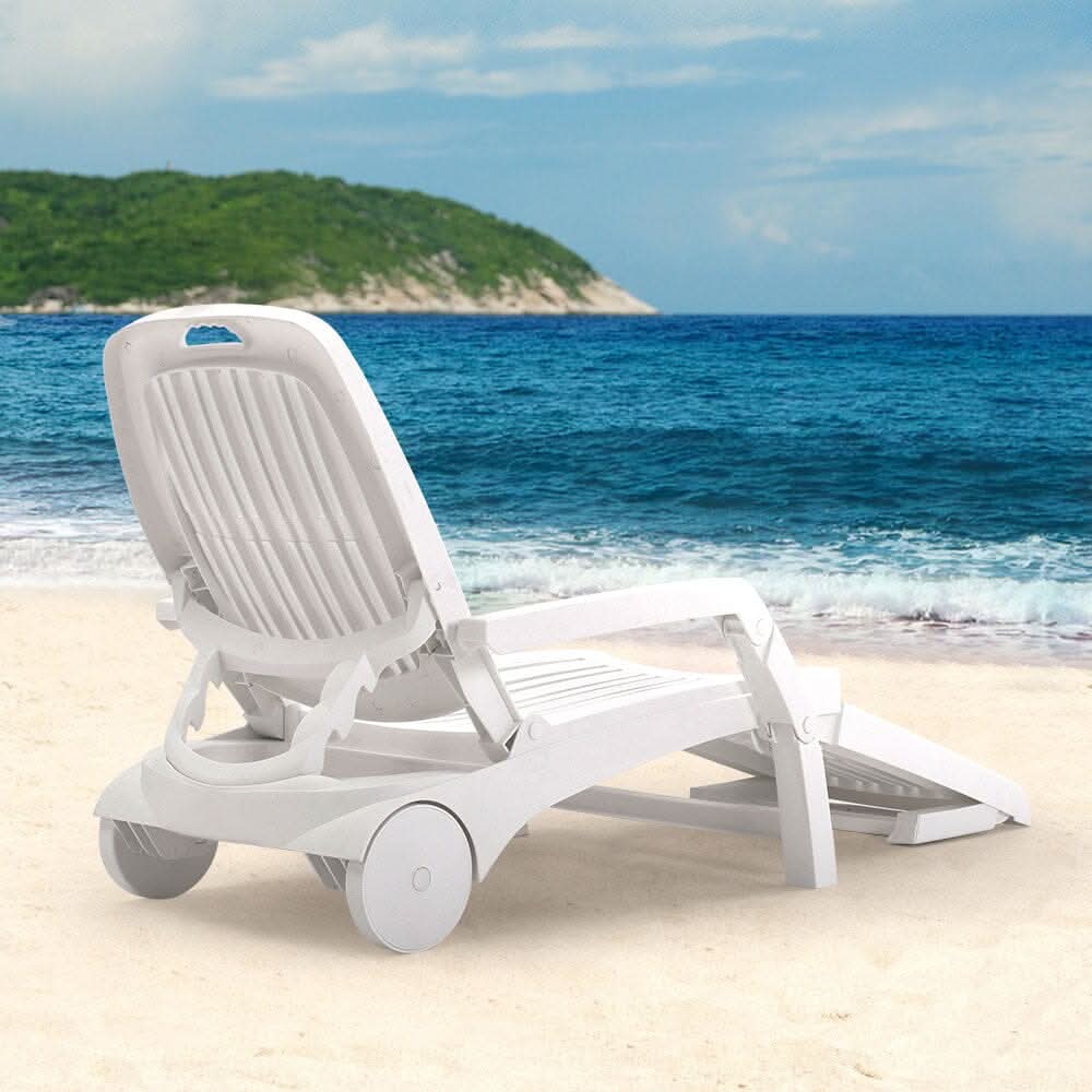 73.5cm W Outdoor Folding Lounge Chair Recliner with Wheels