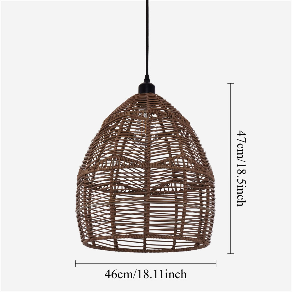Lightsin Boho Rattan Pendant Light – Handwoven Wicker Ceiling Light Fixture for Living Room, Kitchen, and Bohemian Interiors