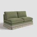 Armless Sofa with Fringed Trim and Removable Covers