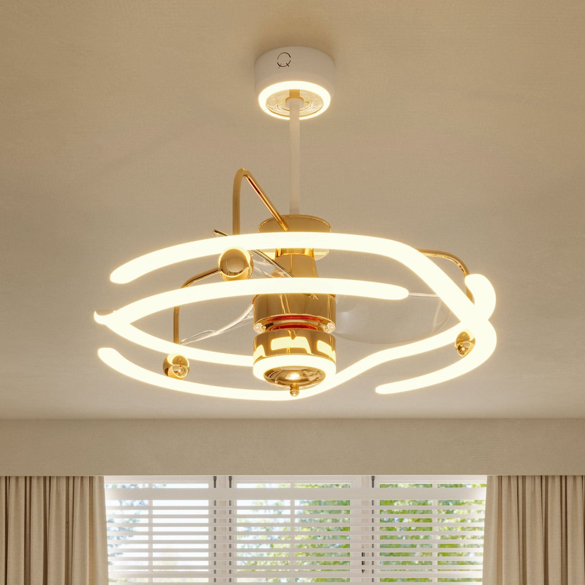 Lightsin Modern Ceiling Fan Light with Remote Control Low-Noise Adjustable Fan Light