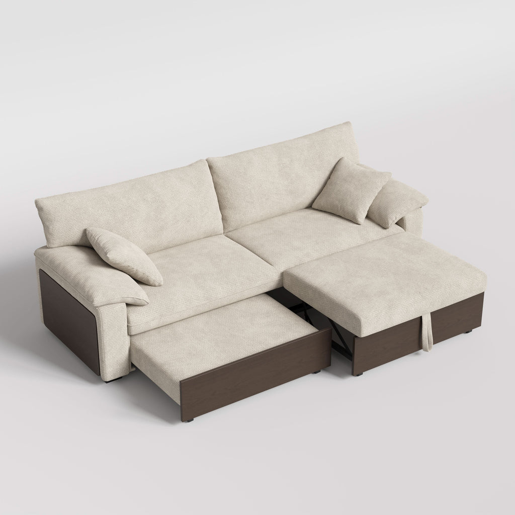 Cottonfy Luxurious Solid Wood Versatile 2-Seater Pull Out Sofa Bed
