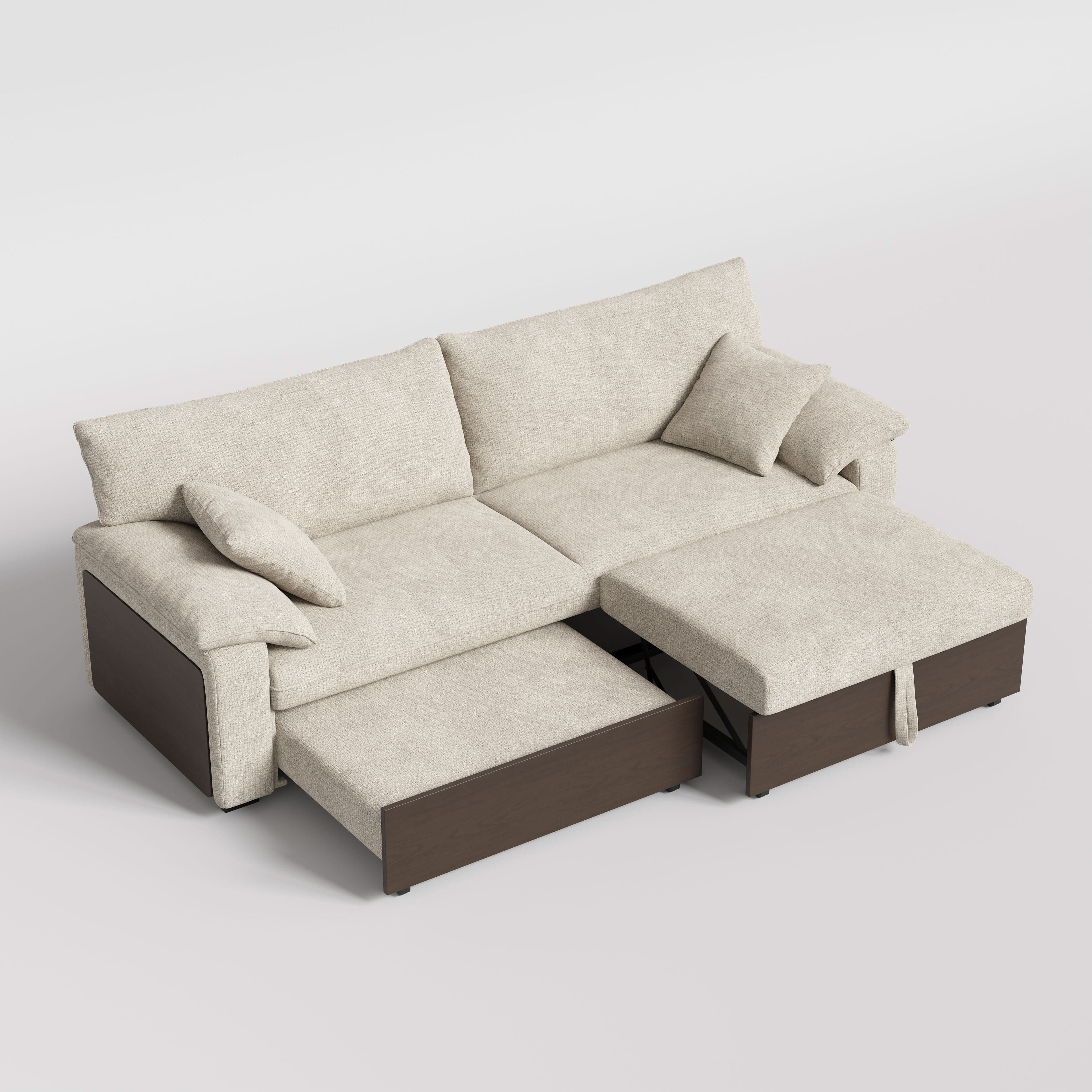 Cottonfy Luxurious Solid Wood Versatile 2-Seater Pull Out Sofa Bed