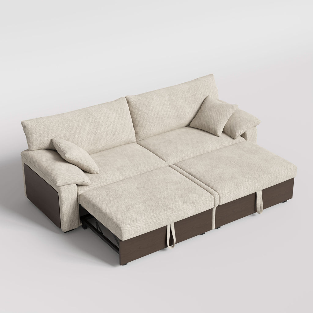 Cottonfy Luxurious Solid Wood Versatile 2-Seater Pull Out Sofa Bed