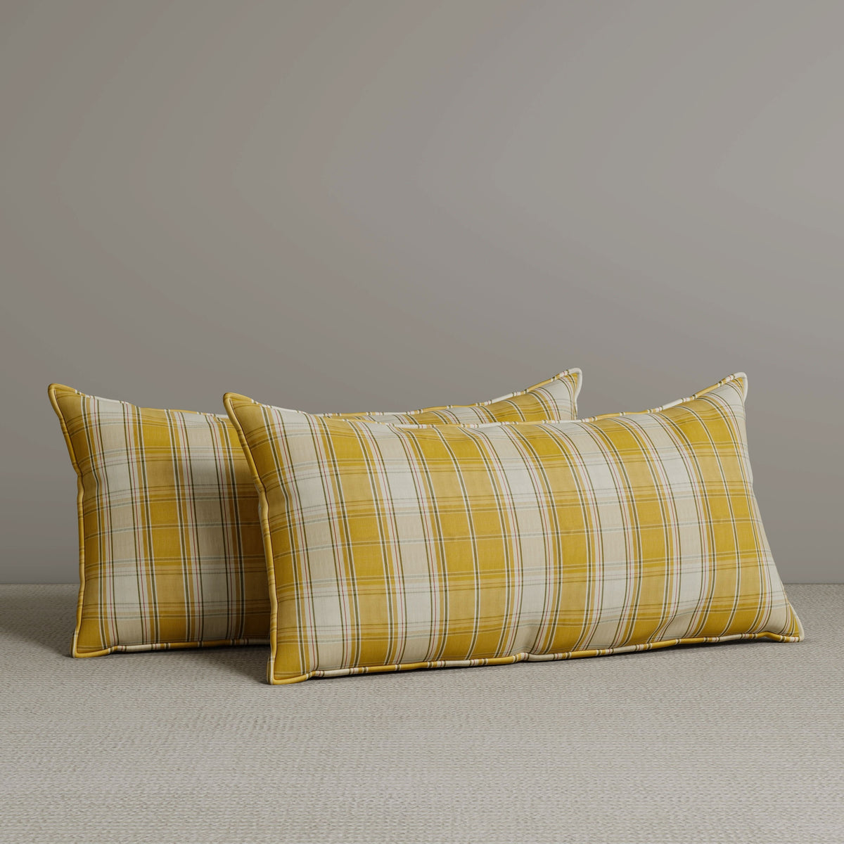 ‍Exclusive Waist Cushion in Yellow Checkered Cotton Linen, 56*27*12 CM (100% off)