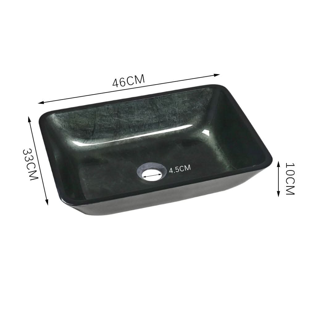 46cm W Rectangular Tempered Glass Bathroom Art Design Sink