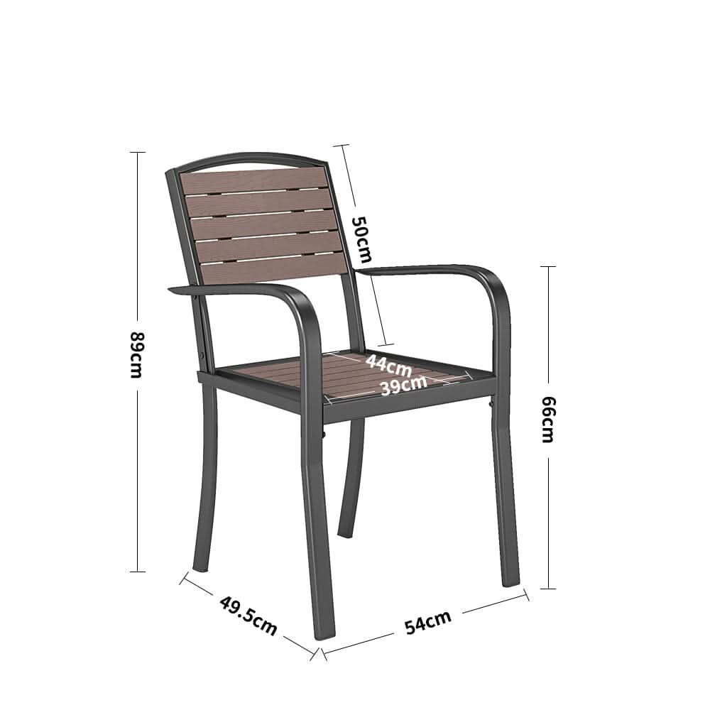 Set of 2/4 Garden Dining Armchairs with Metal Legs