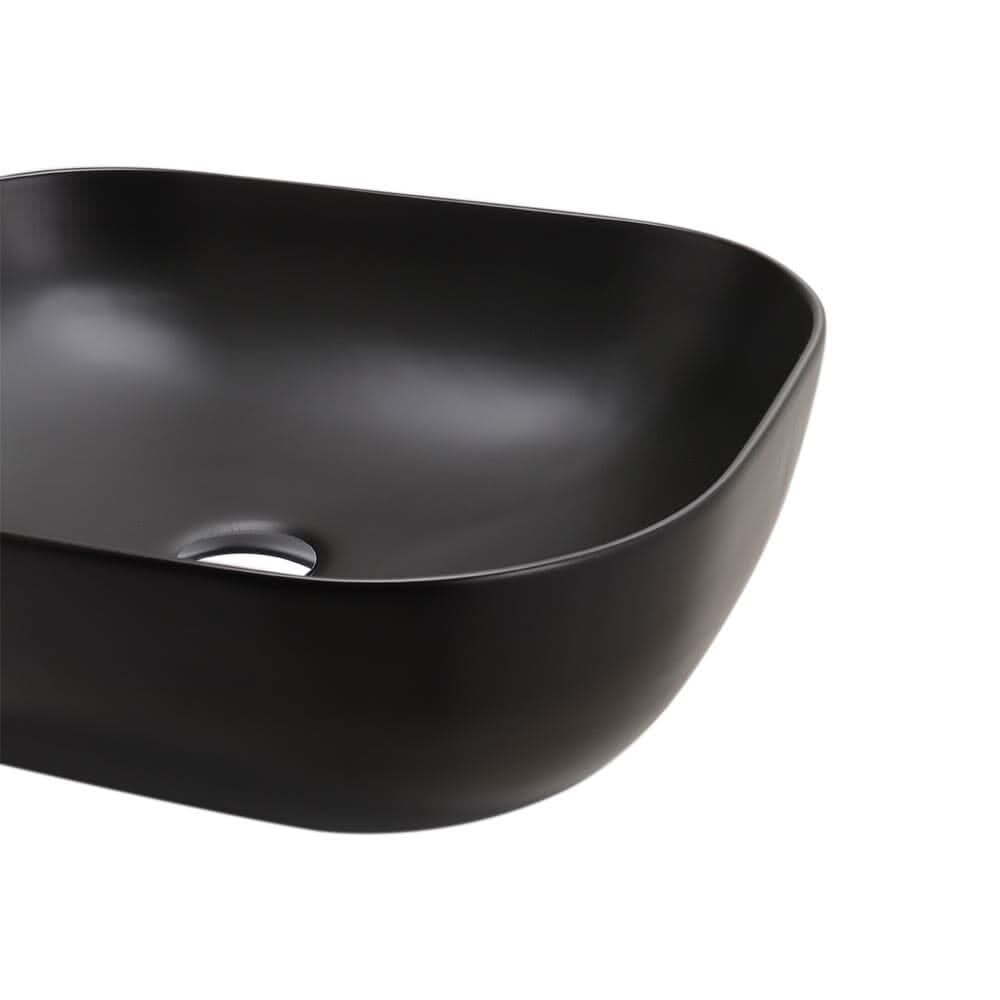 49.5cm W Black Ceramic Sink with Matte Black Finish for Bathroom