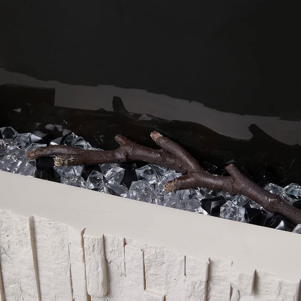 47/59 Inch Wall Mounted Electric Fireplace with Faux Stone Mantel, WiFi, Remote & LED Flames