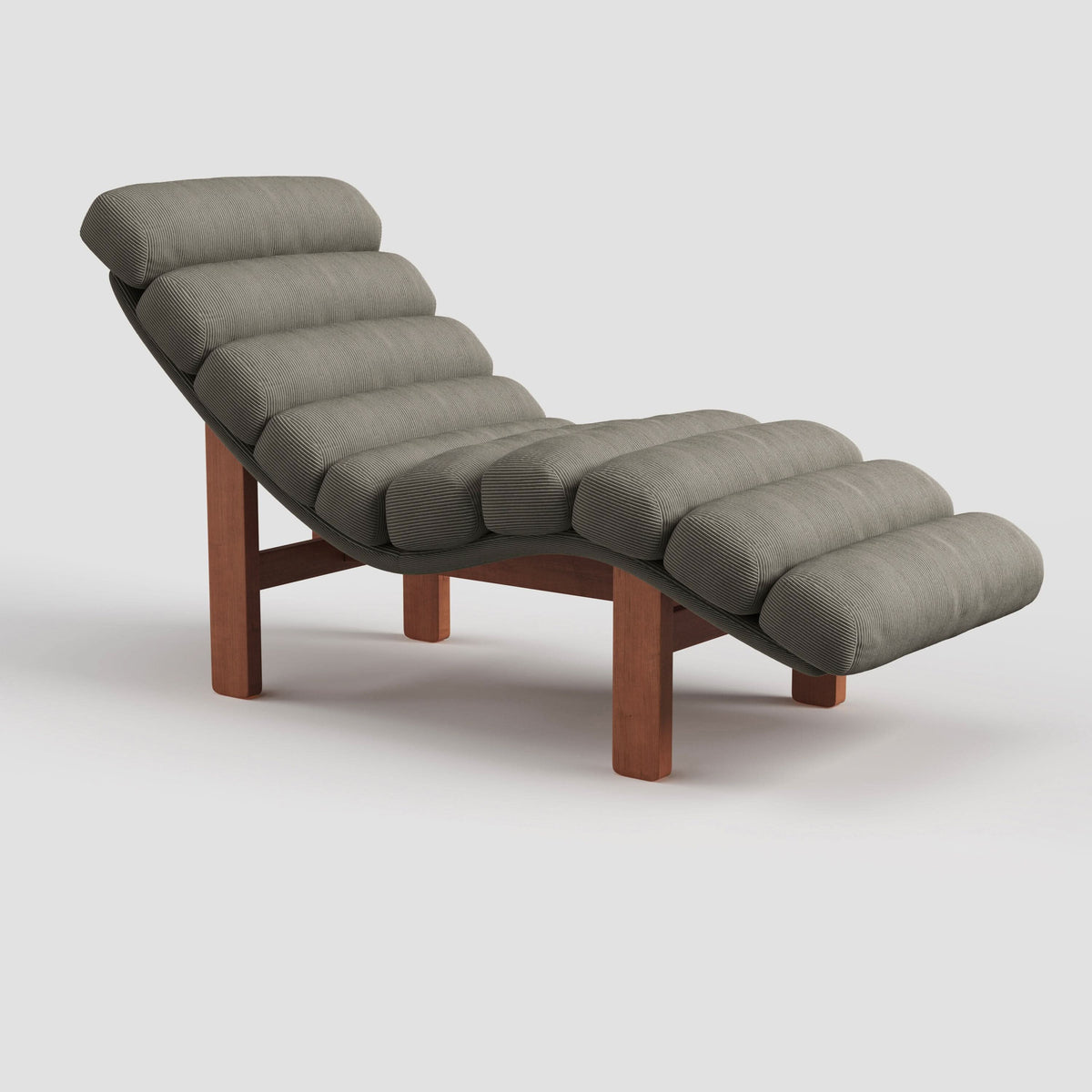 Cottonfy Modern Ergonomic Corduroy Chaise Lounge with Natural Wooden Frame