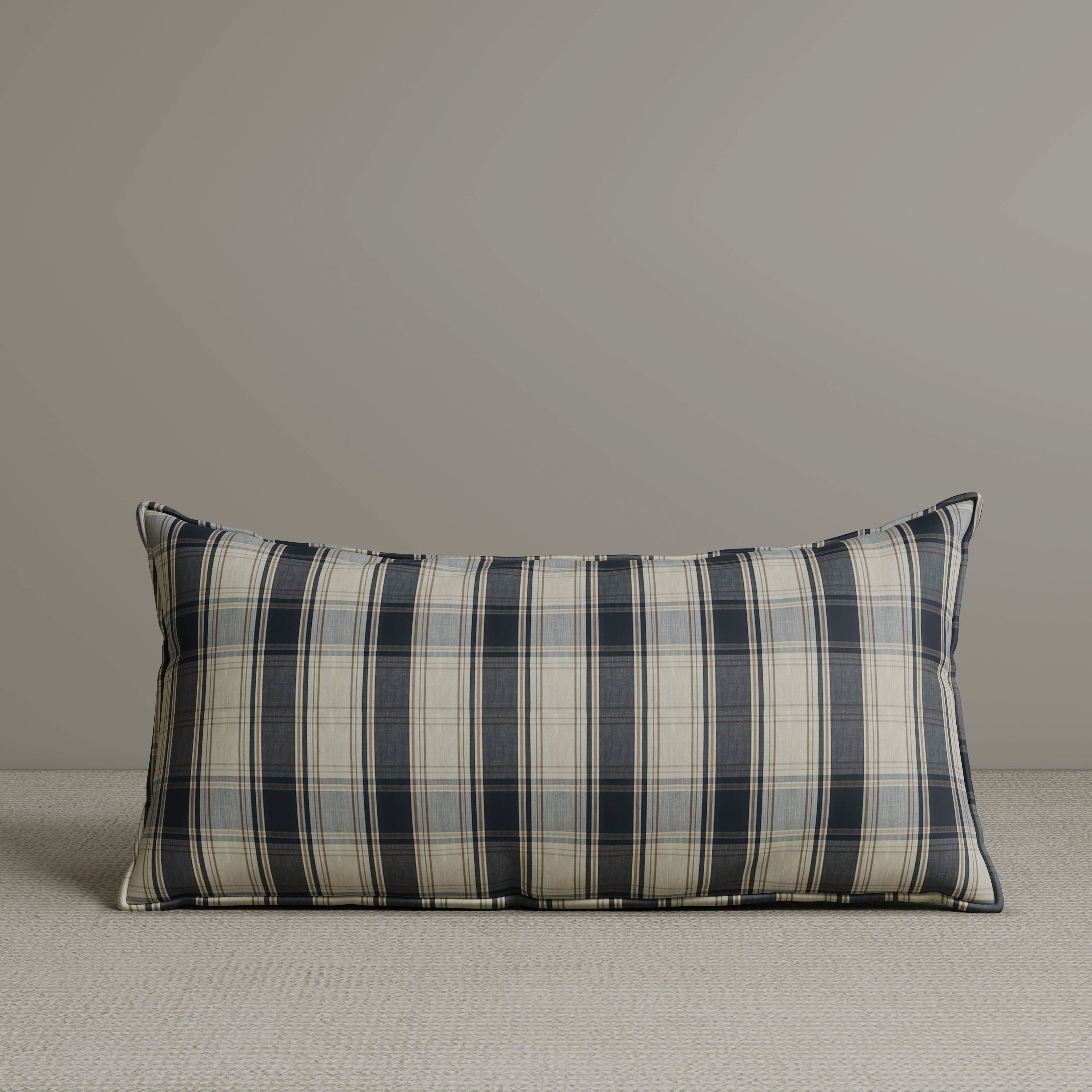 ‍Exclusive Waist Cushion in Black Checkered Cotton Linen, 56*27*12 CM (100% off)