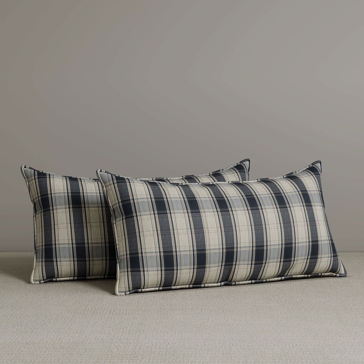 ‍Exclusive Waist Cushion in Black Checkered Cotton Linen, 56*27*12 CM (100% off)
