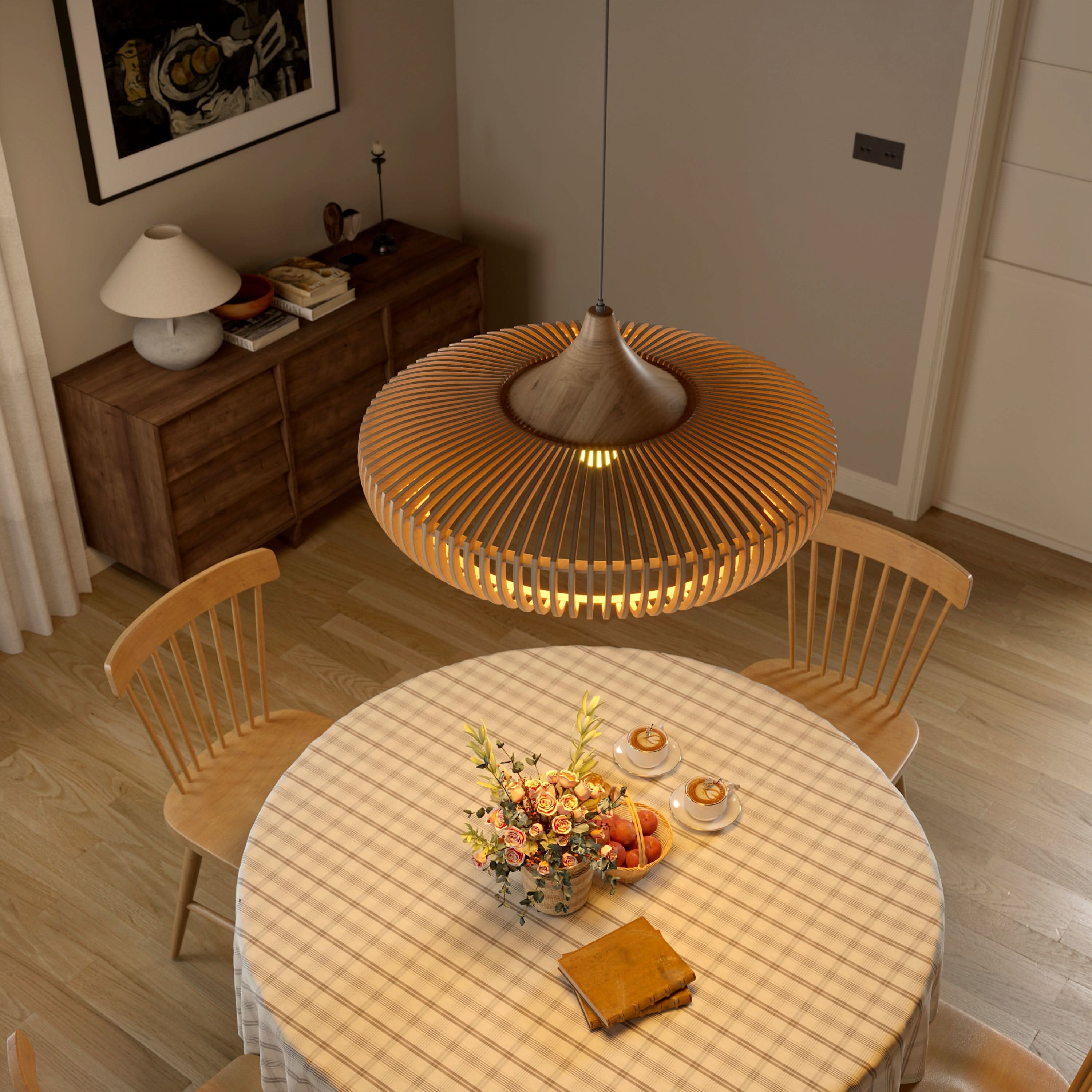 Lightsin Shadome Handcrafted Wooden Kitchen Pendant Light