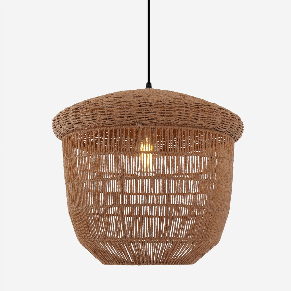 Lightsin Rustic Paper Rope Pendant Ceiling Light – Handwoven Eco-Friendly Light Fixture for Living Room, Dining, and Bedroom Ambiance