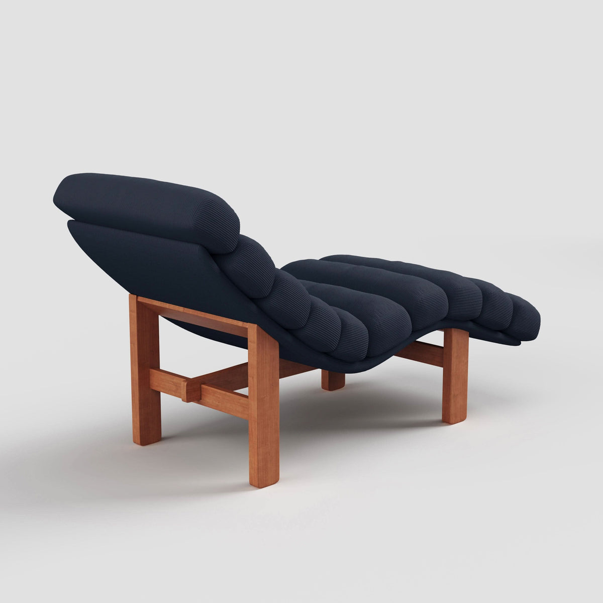 Cottonfy Modern Ergonomic Corduroy Chaise Lounge with Natural Wooden Frame