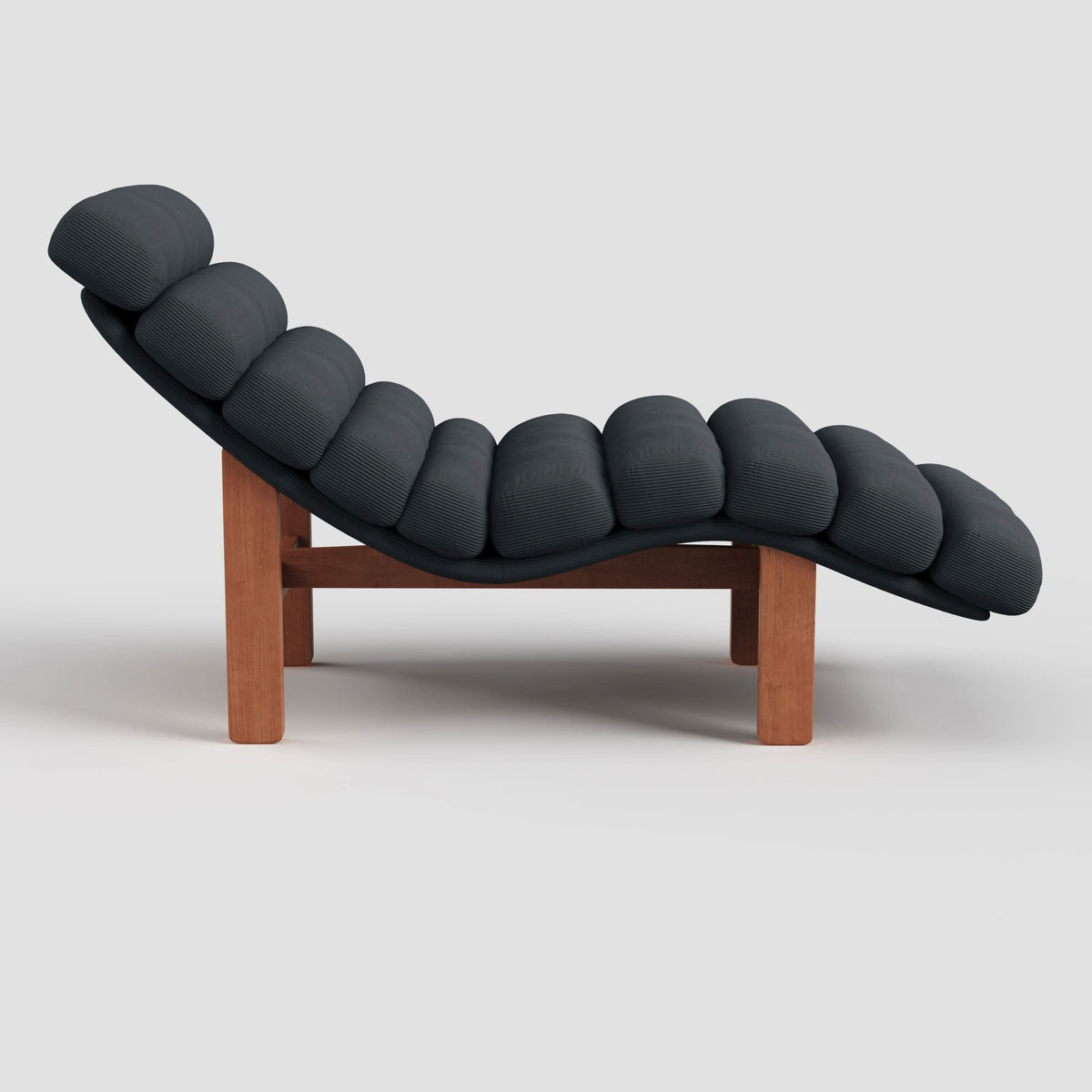 Cottonfy Modern Ergonomic Corduroy Chaise Lounge with Natural Wooden Frame