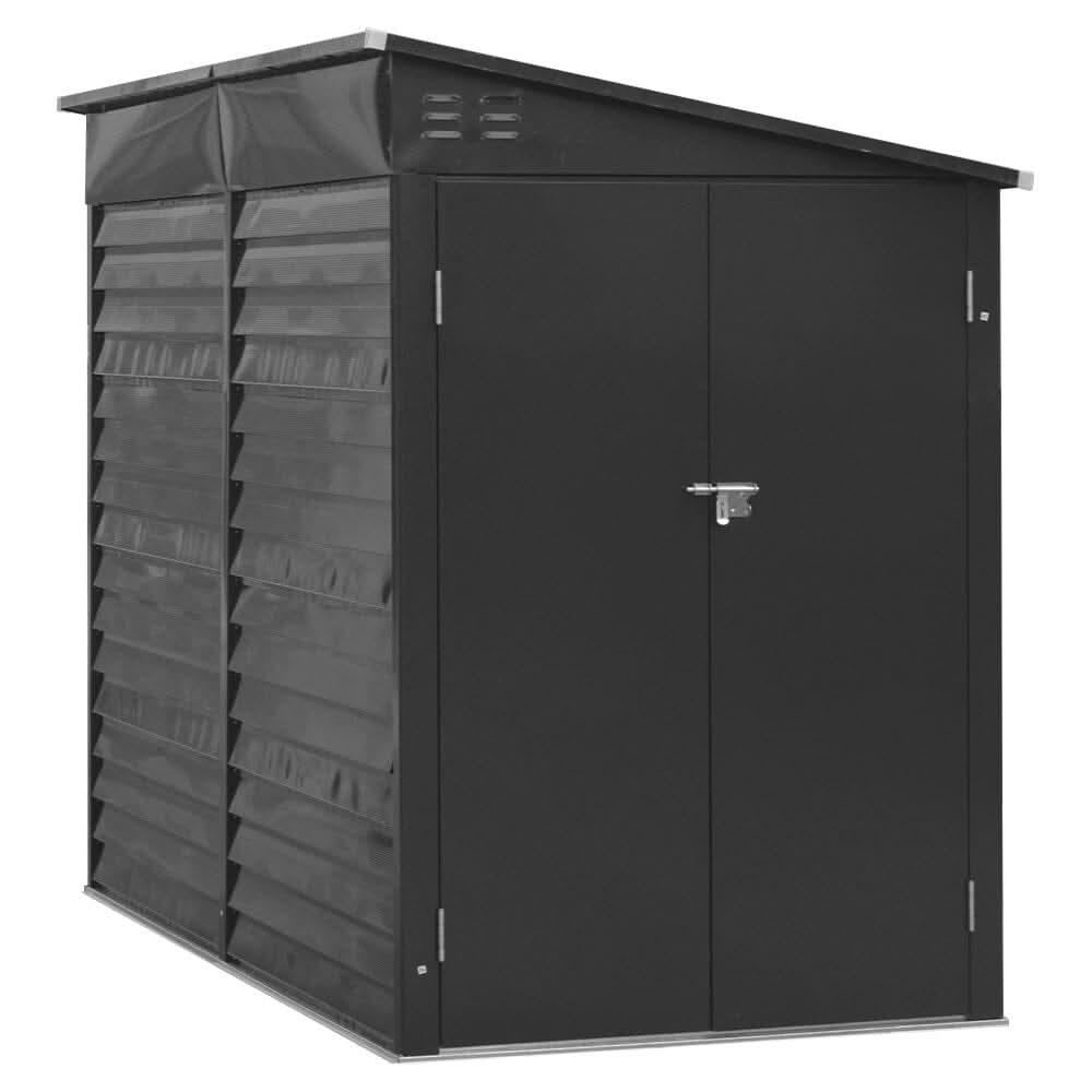 4.6×9 ft Steel Garden Bike Storage Shed Grey/White/Black Lockable