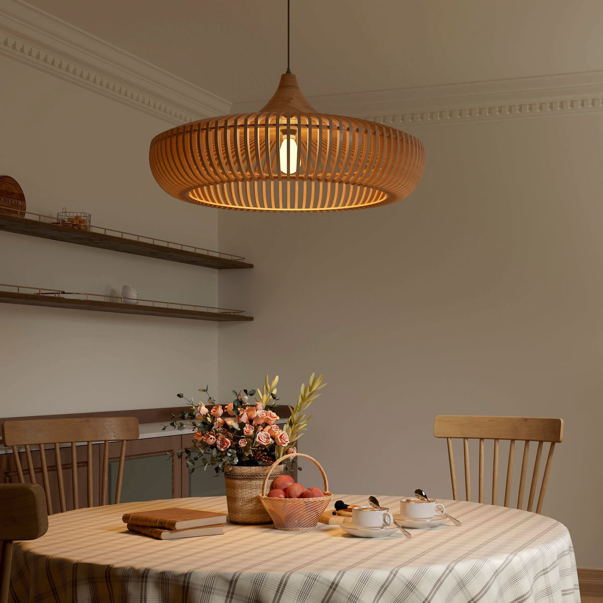 Lightsin Shadome Handcrafted Wooden Kitchen Pendant Light